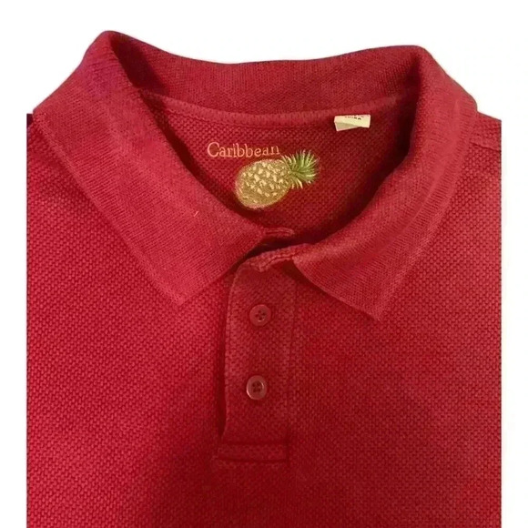 CARIBBEAN Men’s Silk Cotton Polo Shirt - Red - Size XLT - Picture 2 of 5